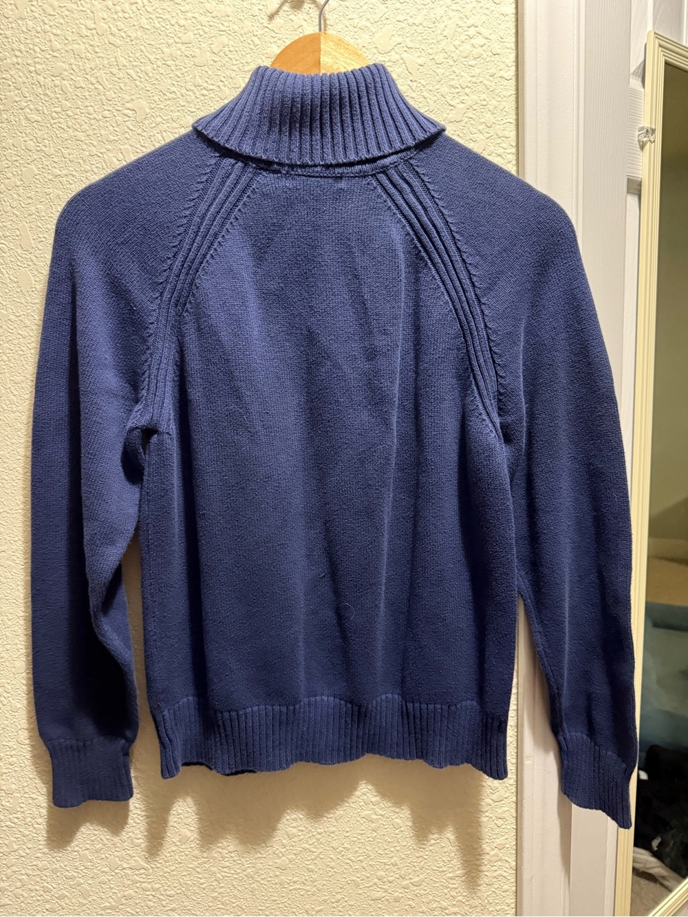 100% Cotton Muted Blue Turtleneck Sweater - Picture 3 of 3